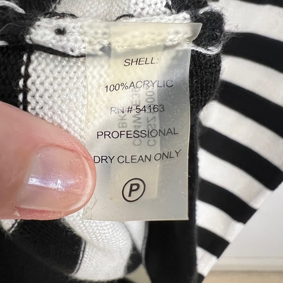 Calvin Klein Size M Long Sleeve Black & White Striped Sweater Dress Career Shift - Picture 9 of 9